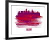 Miami Skyline Brush Stroke - Red-NaxArt-Framed Art Print