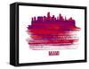 Miami Skyline Brush Stroke - Red-NaxArt-Framed Stretched Canvas