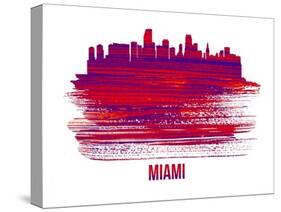 Miami Skyline Brush Stroke - Red-NaxArt-Stretched Canvas