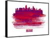 Miami Skyline Brush Stroke - Red-NaxArt-Framed Stretched Canvas