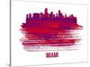 Miami Skyline Brush Stroke - Red-NaxArt-Stretched Canvas