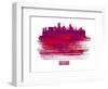 Miami Skyline Brush Stroke - Red-NaxArt-Framed Art Print