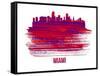 Miami Skyline Brush Stroke - Red-NaxArt-Framed Stretched Canvas