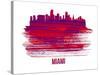 Miami Skyline Brush Stroke - Red-NaxArt-Stretched Canvas