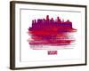 Miami Skyline Brush Stroke - Red-NaxArt-Framed Art Print