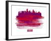 Miami Skyline Brush Stroke - Red-NaxArt-Framed Art Print