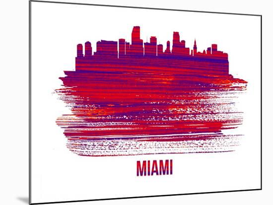 Miami Skyline Brush Stroke - Red-NaxArt-Mounted Art Print
