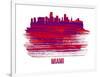 Miami Skyline Brush Stroke - Red-NaxArt-Framed Art Print