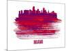 Miami Skyline Brush Stroke - Red-NaxArt-Mounted Art Print