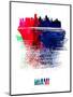 Miami Skyline Brush Stroke - Watercolor-NaxArt-Mounted Art Print