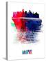 Miami Skyline Brush Stroke - Watercolor-NaxArt-Stretched Canvas