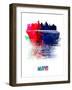 Miami Skyline Brush Stroke - Watercolor-NaxArt-Framed Art Print