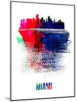 Miami Skyline Brush Stroke - Watercolor-NaxArt-Mounted Art Print