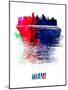 Miami Skyline Brush Stroke - Watercolor-NaxArt-Mounted Art Print