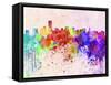 Miami Skyline in Watercolor Background-paulrommer-Framed Stretched Canvas