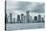 Miami Skyline Panorama in Black and White in the Day with Urban Skyscrapers and Cloudy Sky over Sea-Songquan Deng-Stretched Canvas