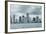 Miami Skyline Panorama in Black and White in the Day with Urban Skyscrapers and Cloudy Sky over Sea-Songquan Deng-Framed Photographic Print