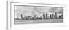 Miami Skyline Panorama in Black and White in the Day with Urban Skyscrapers and Cloudy Sky over Sea-Songquan Deng-Framed Photographic Print