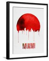 Miami Skyline Red-null-Framed Art Print