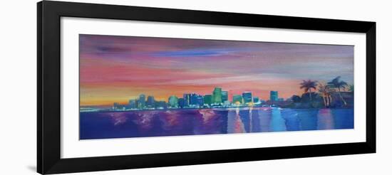 Miami Skyline Silhouette at Sunset, Florida, USA-Markus Bleichner-Framed Art Print