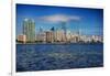 Miami Skyline with Puffy Clouds-Terry Eggers-Framed Premium Photographic Print