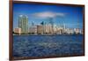 Miami Skyline with Puffy Clouds-Terry Eggers-Framed Premium Photographic Print
