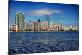 Miami Skyline with Puffy Clouds-Terry Eggers-Stretched Canvas