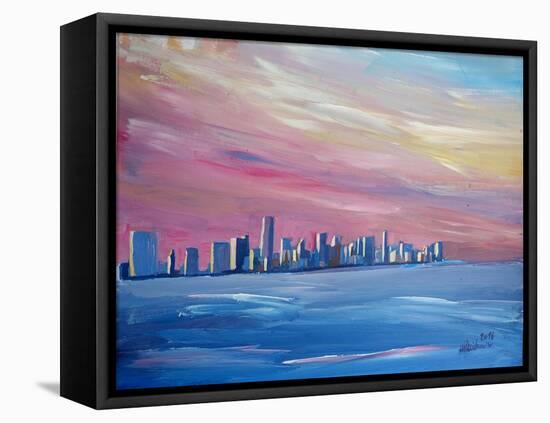 Miami Skyline with Vanilla Sky-Markus Bleichner-Framed Stretched Canvas