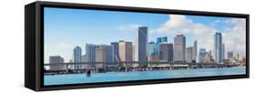 Miami Skyscrapers with Bridge over Sea in the Day.-Songquan Deng-Framed Stretched Canvas