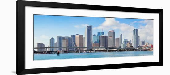 Miami Skyscrapers with Bridge over Sea in the Day.-Songquan Deng-Framed Photographic Print