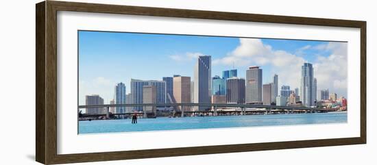 Miami Skyscrapers with Bridge over Sea in the Day.-Songquan Deng-Framed Photographic Print