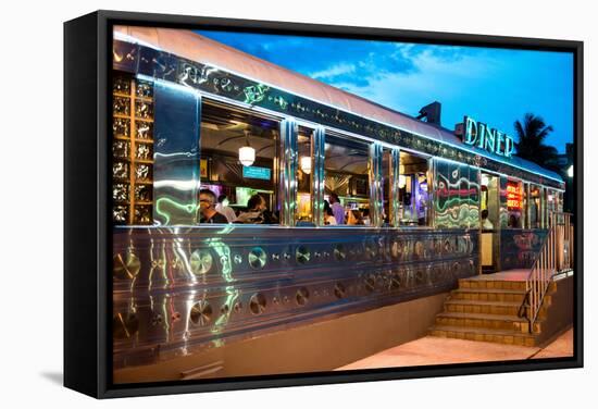 Miami South Beach and Art Deco - Diner Restaurant - Florida - USA-Philippe Hugonnard-Framed Stretched Canvas