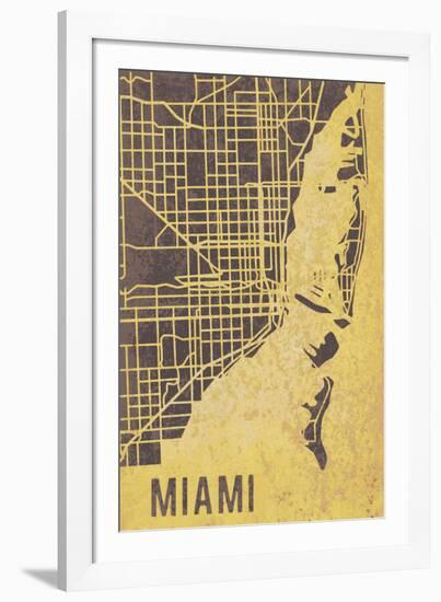 Miami Street Map-Tom Frazier-Framed Giclee Print