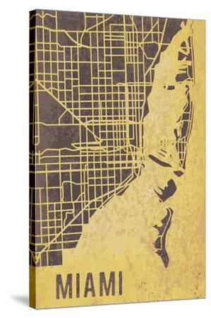 &lsquo;Miami Street Map&rsquo; Stretched Canvas Print - Tom Frazier | AllPosters.com