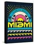 Miami Surf Typography, T-Shirt Graphics, Vectors-braingraph-Framed Stretched Canvas