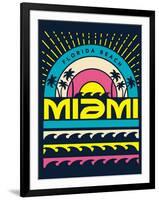 Miami Surf Typography, T-Shirt Graphics, Vectors-braingraph-Framed Art Print