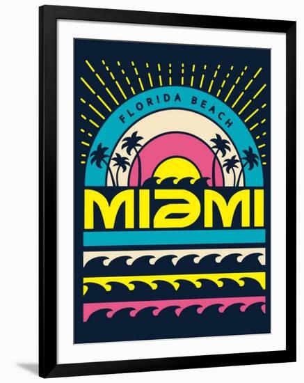 Miami Surf Typography, T-Shirt Graphics, Vectors-braingraph-Framed Art Print