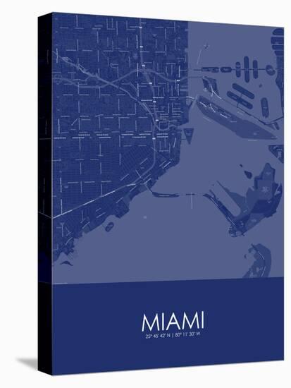 Miami, United States of America Blue Map-null-Stretched Canvas