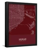 Miami, United States of America Red Map-null-Framed Poster