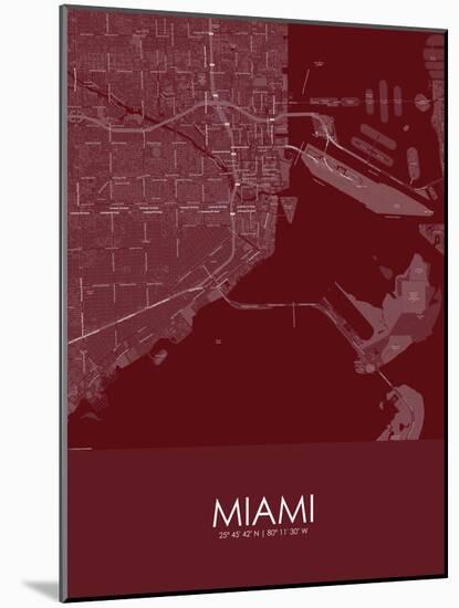 Miami, United States of America Red Map-null-Mounted Poster