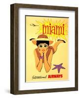 Miami Vintage Tropical Travel Poster-null-Framed Art Print