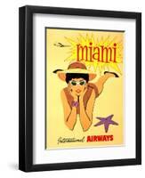 Miami Vintage Tropical Travel Poster-null-Framed Art Print