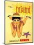 Miami Vintage Tropical Travel Poster-null-Mounted Art Print