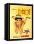 Miami Vintage Tropical Travel Poster-null-Framed Stretched Canvas