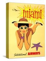 Miami Vintage Tropical Travel Poster-null-Stretched Canvas