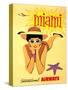 Miami Vintage Tropical Travel Poster-null-Stretched Canvas