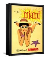 Miami Vintage Tropical Travel Poster-null-Framed Stretched Canvas