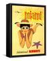 Miami Vintage Tropical Travel Poster-null-Framed Stretched Canvas