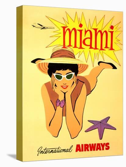 Miami Vintage Tropical Travel Poster-null-Stretched Canvas