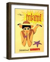 Miami Vintage Tropical Travel Poster-null-Framed Art Print